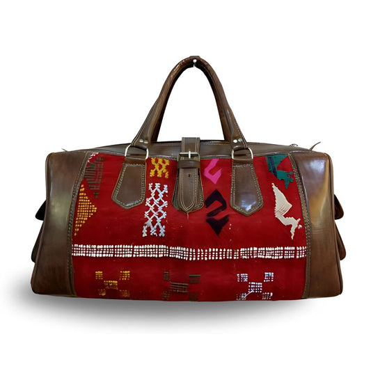 Moroccan Kilim Leather Duffle Bag – Custom order - Bespoke Handcrafted KilimBags