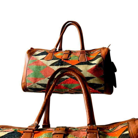 Custom order kilim Leather Duffle Bag