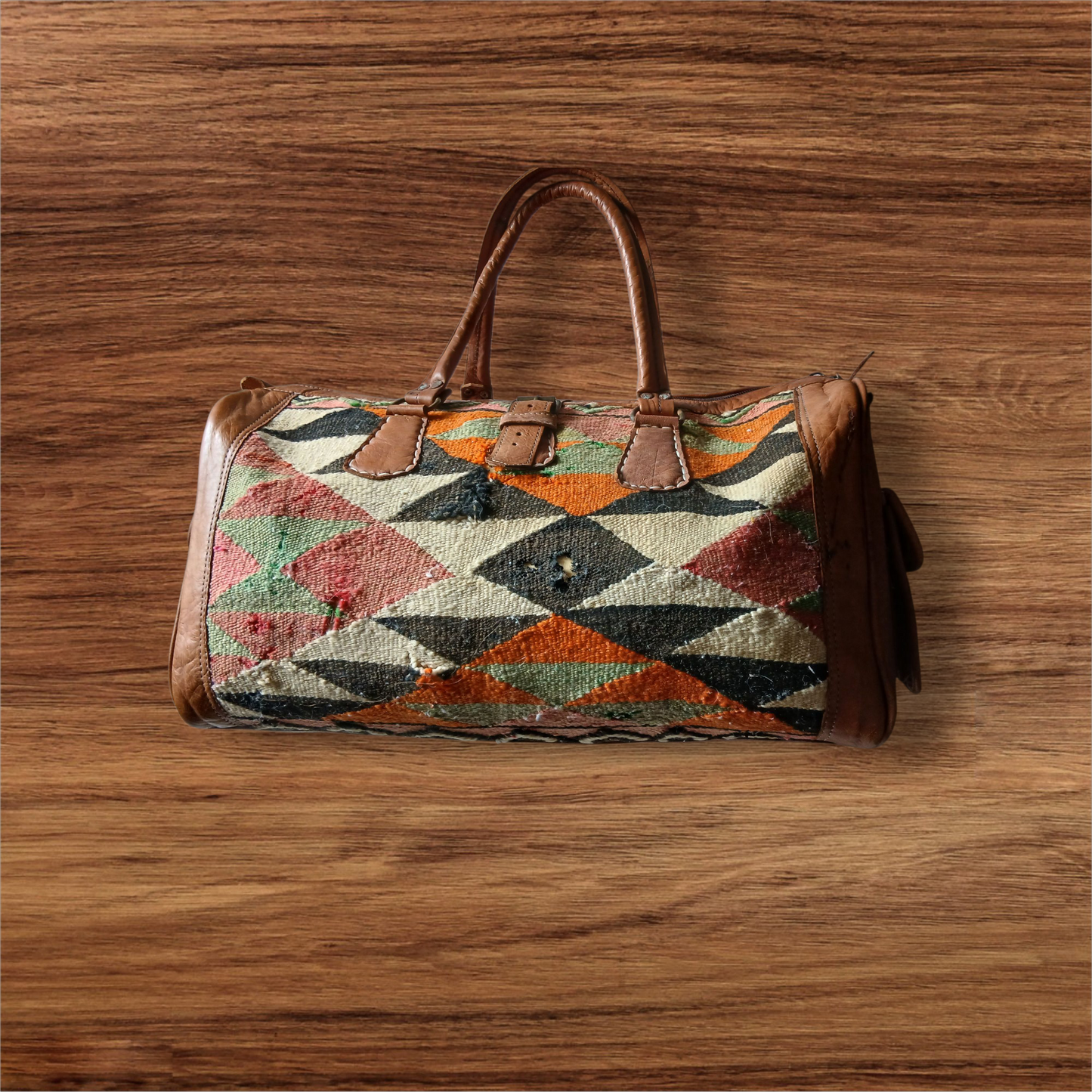 Custom order kilim Leather Duffle Bag