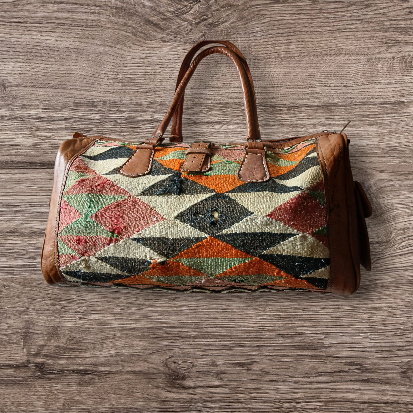 Custom order kilim Leather Duffle Bag