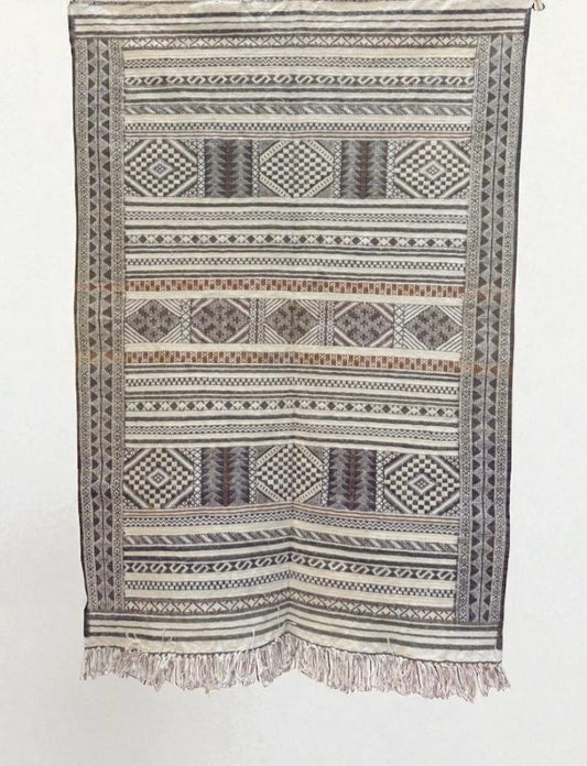 Faded and washed atlas low pile kilim rug 