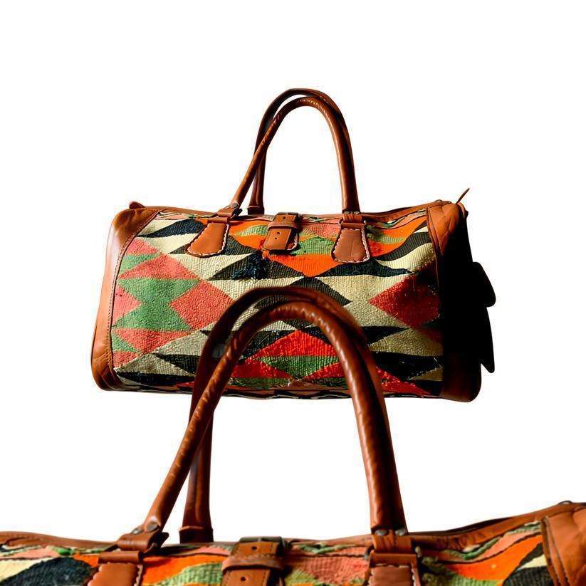 Custom order kilim Leather Duffle Bag