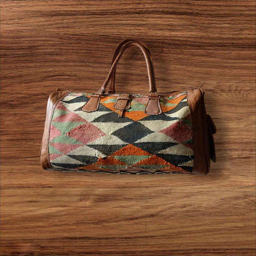 Custom order kilim Leather Duffle Bag